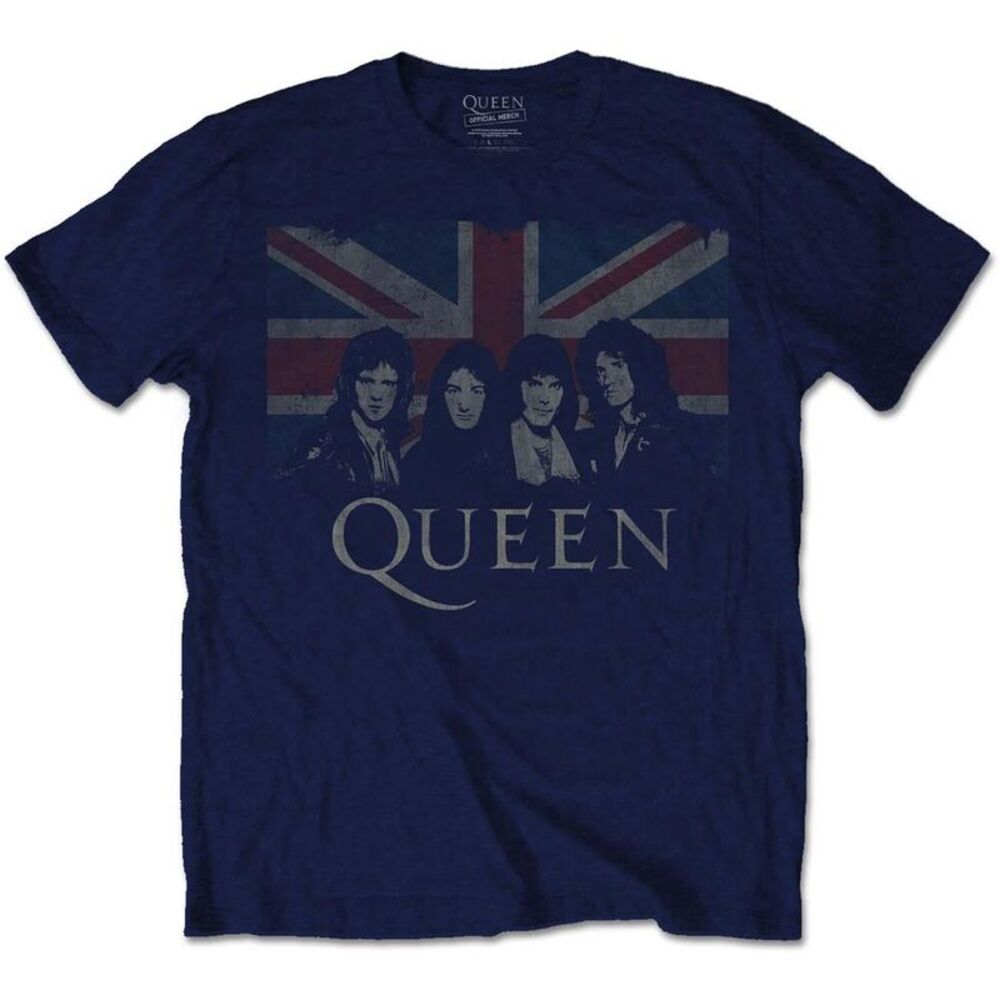 Queen Unisex Adult Union Jack T-Shirt / Navy Blue